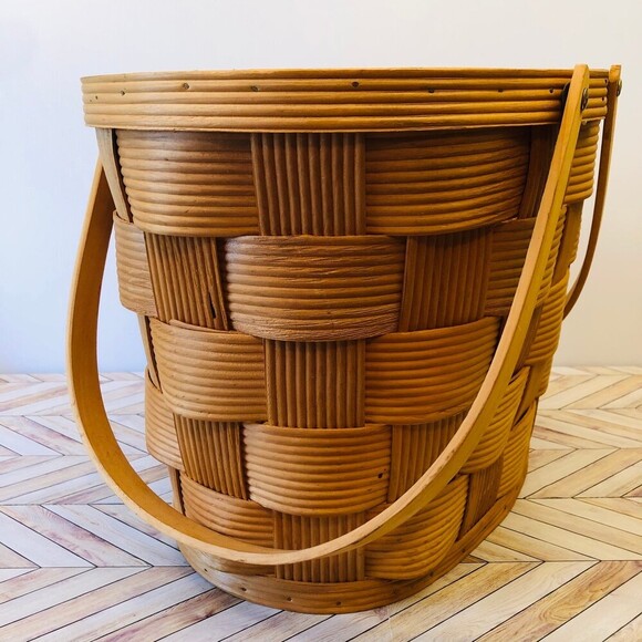 Honey Brown Handwoven Large Basket with Handles Cottage Core - Picture 2 of 10